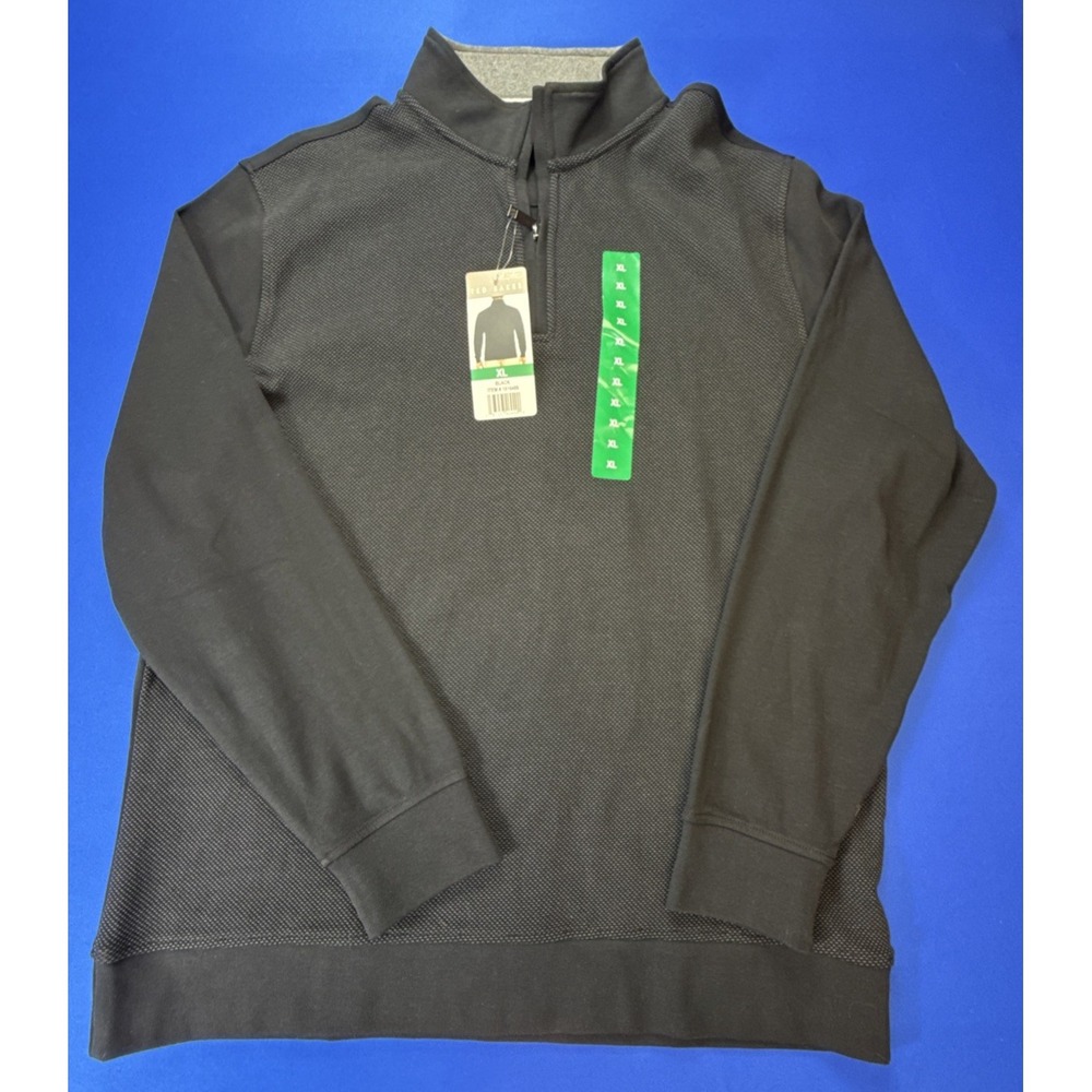 Ted Baker black Textured 1/4 Quarter Zip Pullover Sweater Black Size XL